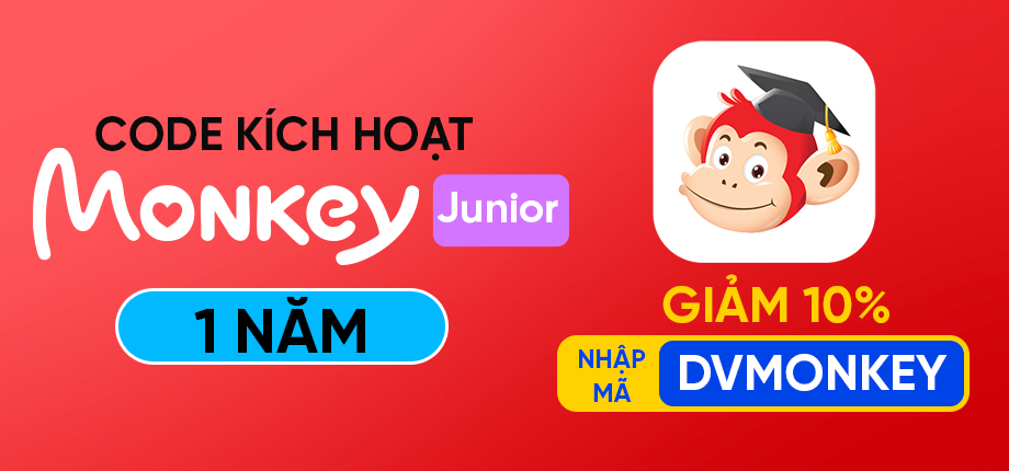 Monkey Junior 1 năm - Code kích hoạt (Tặng kèm gói VMonkey 3 tháng ...